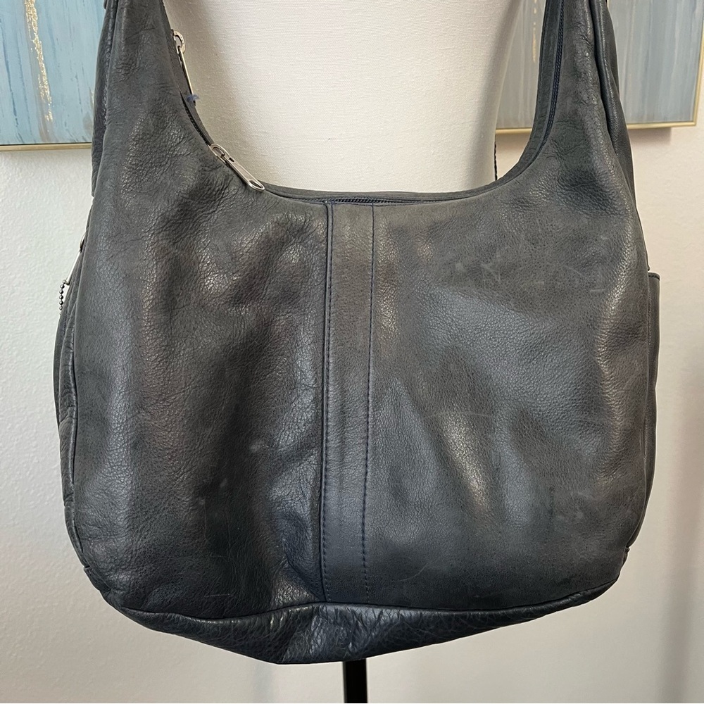 Coronado Leather TAOS HOBO Leather Bag Indigo Gray Color